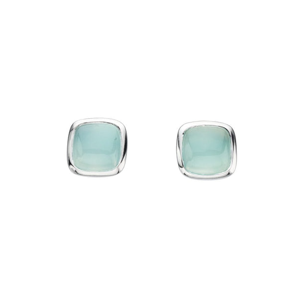 Blue Chalcedony Cushion Stud Earings