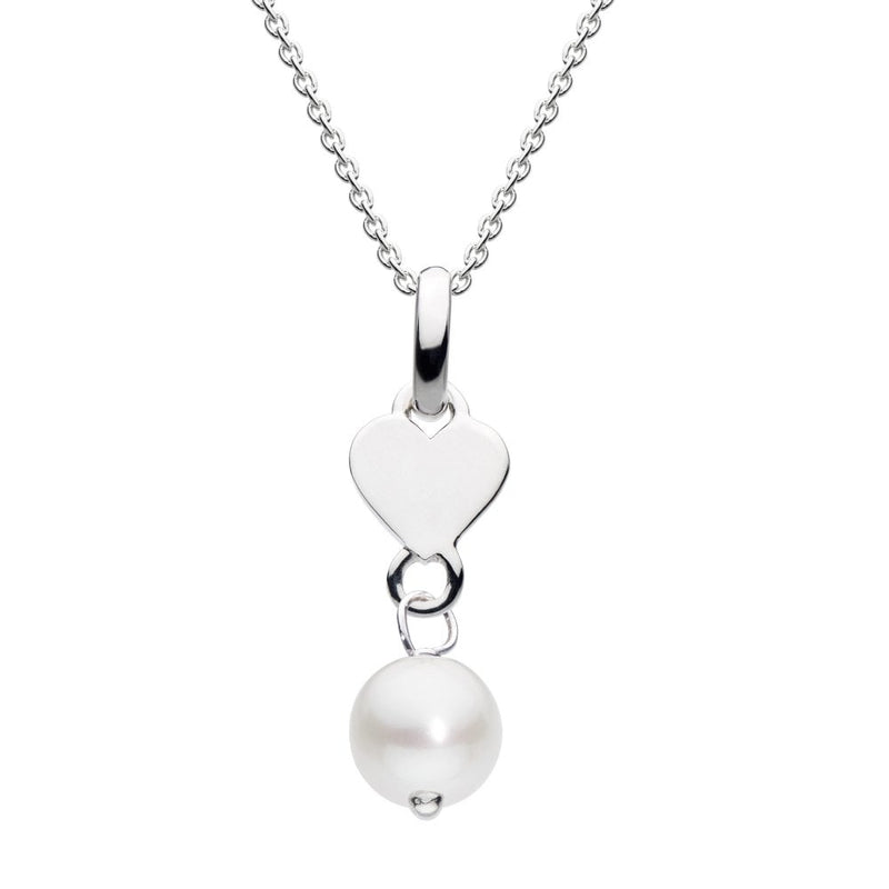 Heart Charm with 6mm Freshwater Pearl Pendant