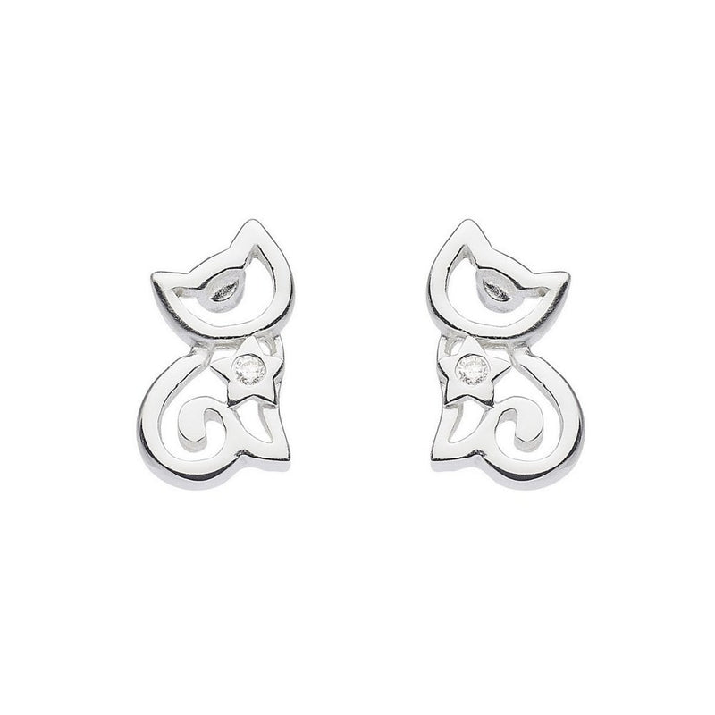 Dinky Cat with Cubic Zirconia Stud Earrings