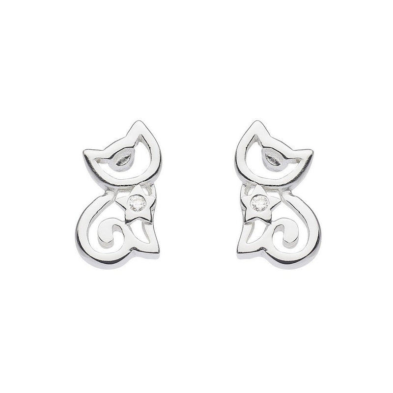 Dinky Cat with Cubic Zirconia Stud Earrings