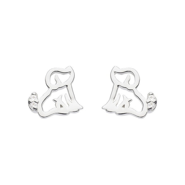 Dinky Dog with Cubic Zirconia Stud Earrings