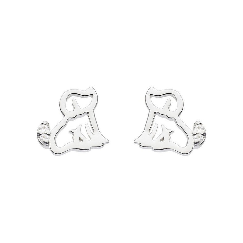 Dinky Dog with Cubic Zirconia Stud Earrings