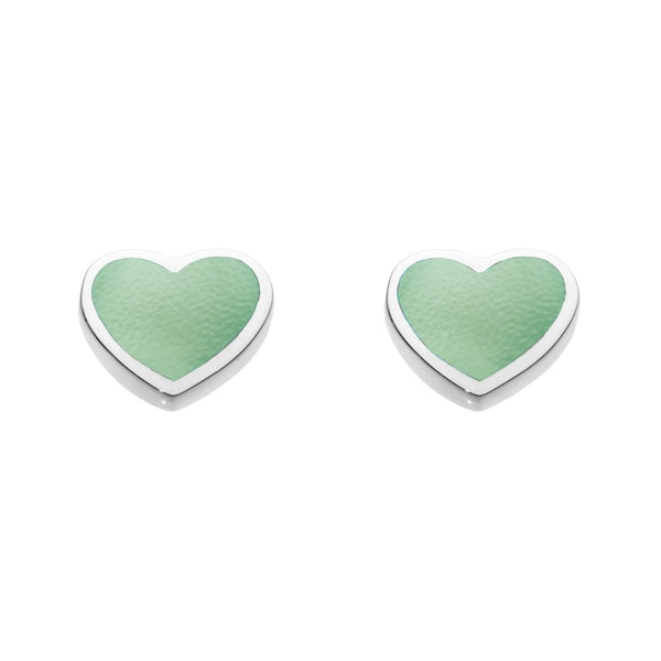 Dinky Green Mother of Pearl Heart Stud Earrings