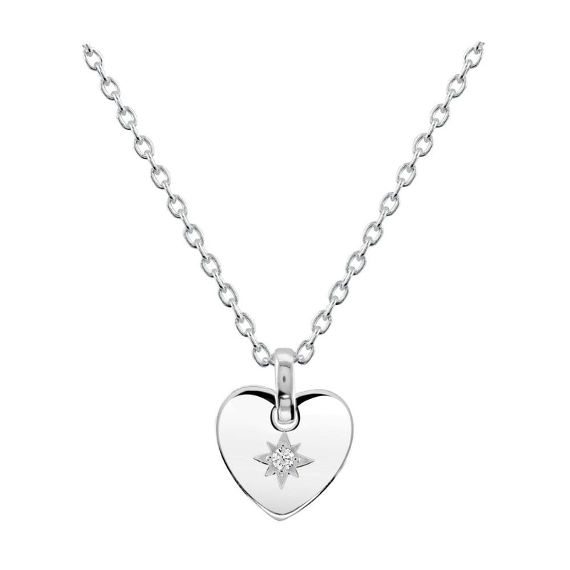 Sterling Silver Heart Cubic Zirconia Star Pendant
