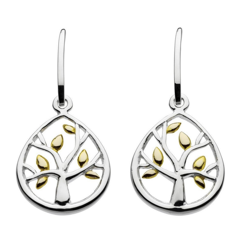 Leafed Tree with Gold Plate Drop Earrings