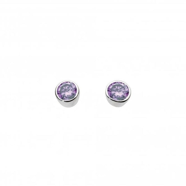 Round Amethyst Stud Earrings