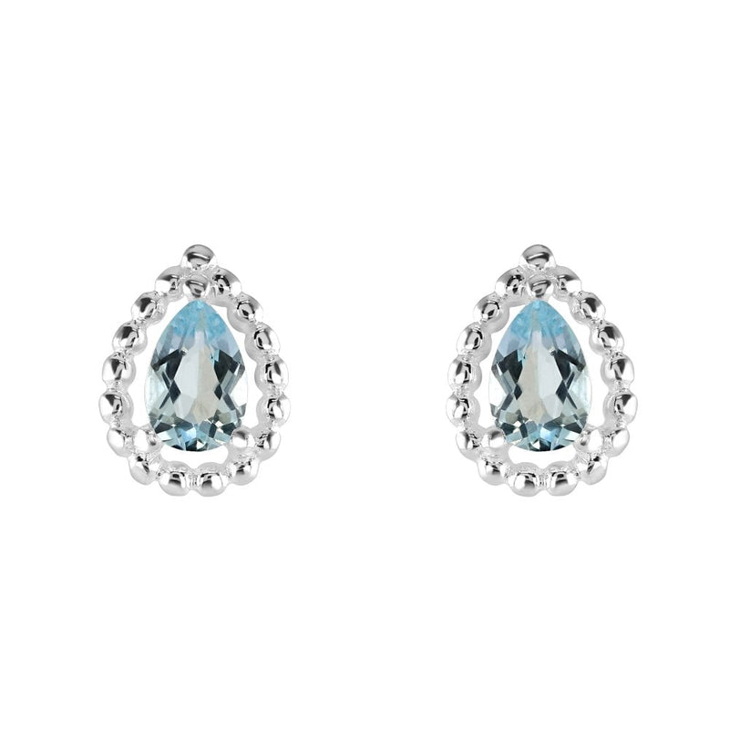 Teardrop Blue Topaz Stud Earrings