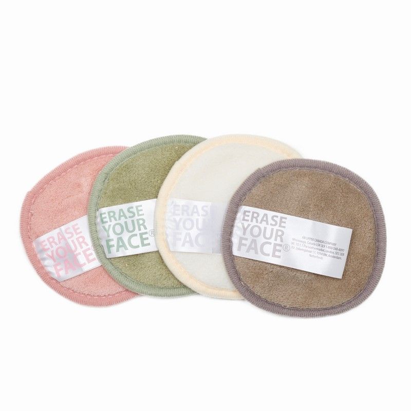 Erase Your Face - Reusable Makeup Removing Round Pads - Set Of 4
