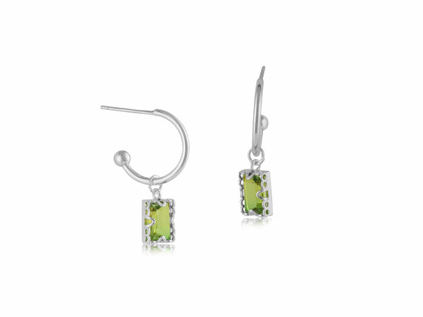 Hortense Crystal Tiny Hoop Earrings in Yellow and Green