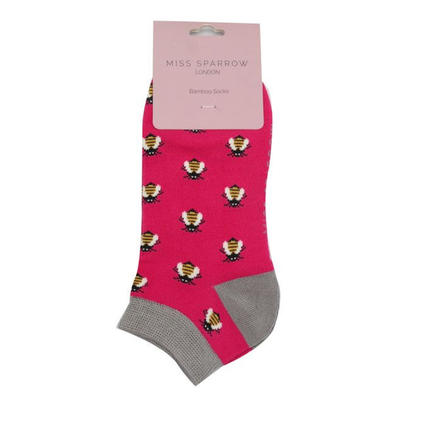 Honey Bees Trainer Socks - Hot Pink
