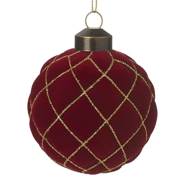 Dark Red With Gold Glass Bauble