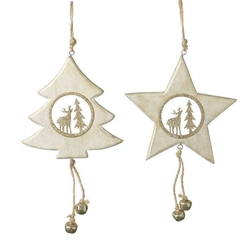 Wooden Tree & Star Hanging Decorations