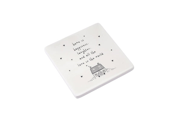 Home Is Happiness Ceramic Coaster
