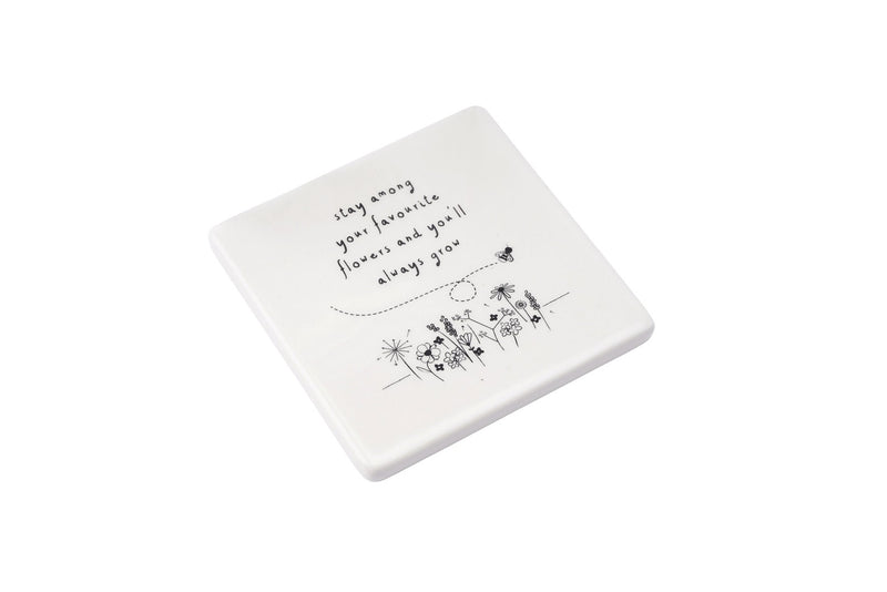 Stay Among Your Favourite Flowers Ceramic Coaster
