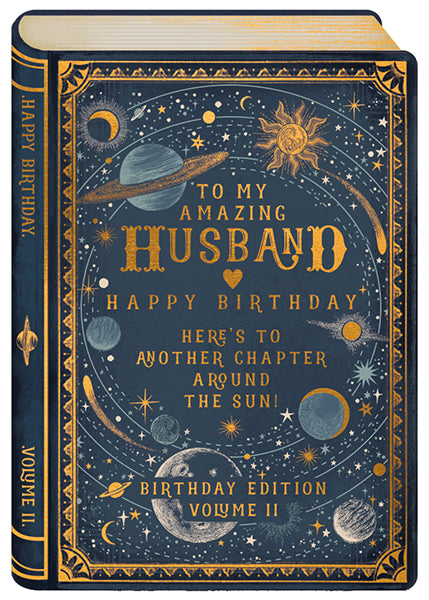 Happy Birthday Husband Cosmic Book Card