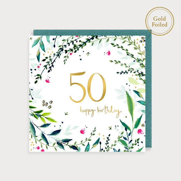Floral 50th Birthday Card
