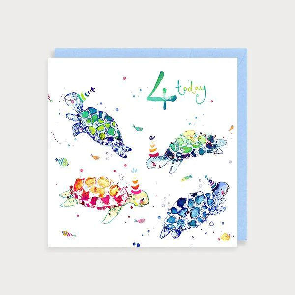 Age 4 Turtles Birthday Card