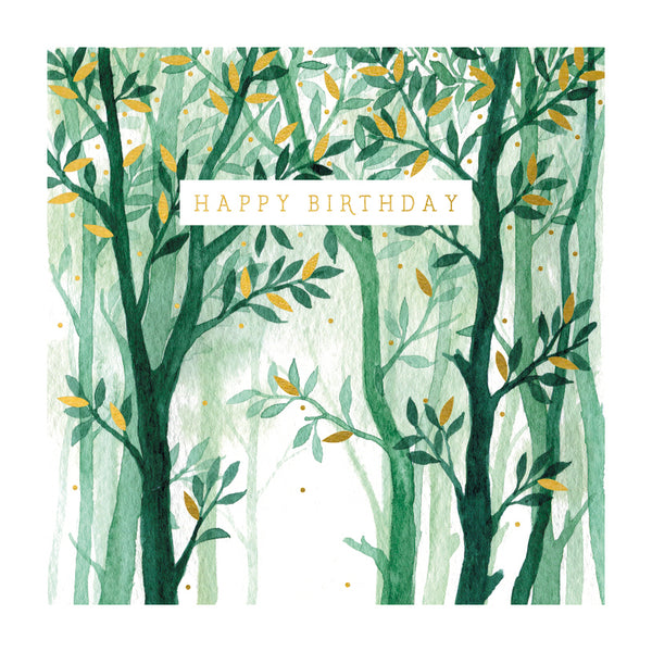 Happy Birthday Green Trees Card