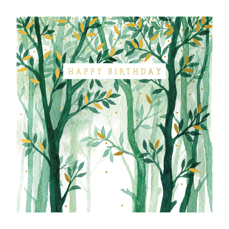 Happy Birthday Green Trees Card