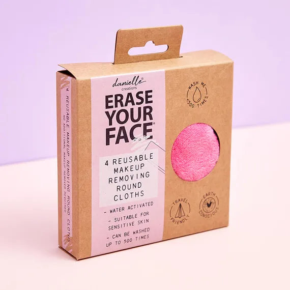 Erase Your Face - Bright Reusable Makeup Removing Round Pads - Set Of 4