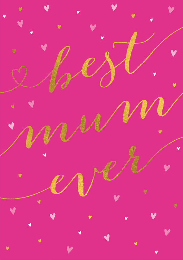 Best Mum Pink Hearts Card