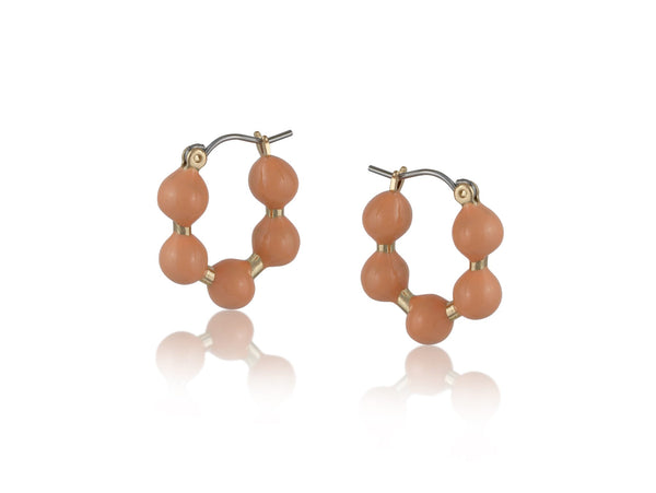 Electra Resin Beaded Hoop Earrings In Peach