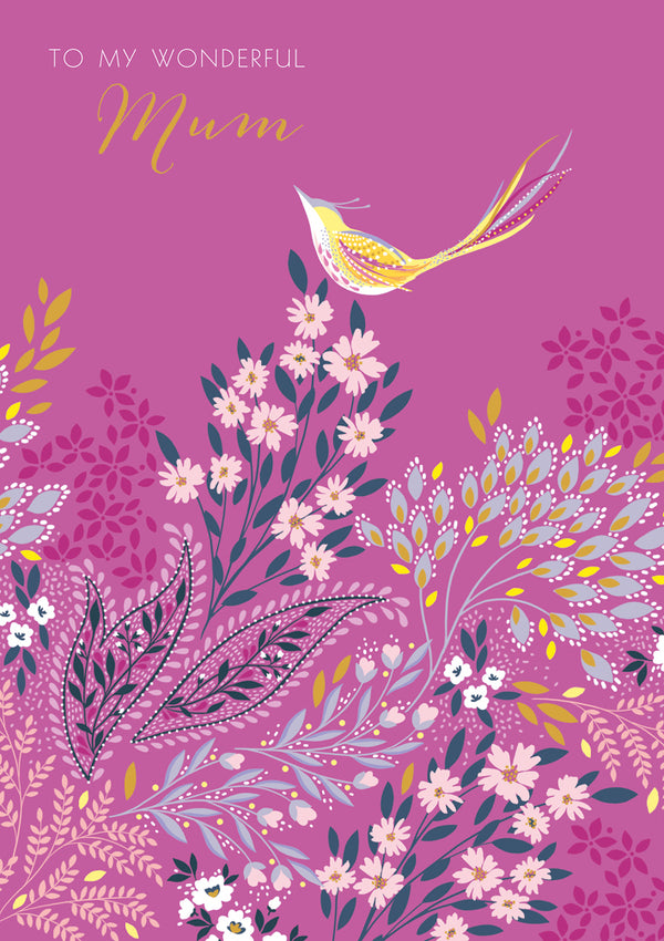 Wonderful Mum Pink Floral Card