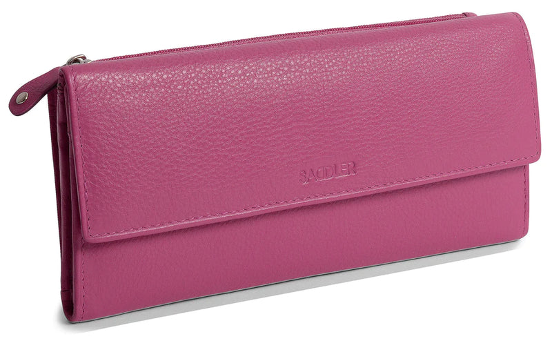 Claire Real Leather Trifold Wallet Purse Clutch