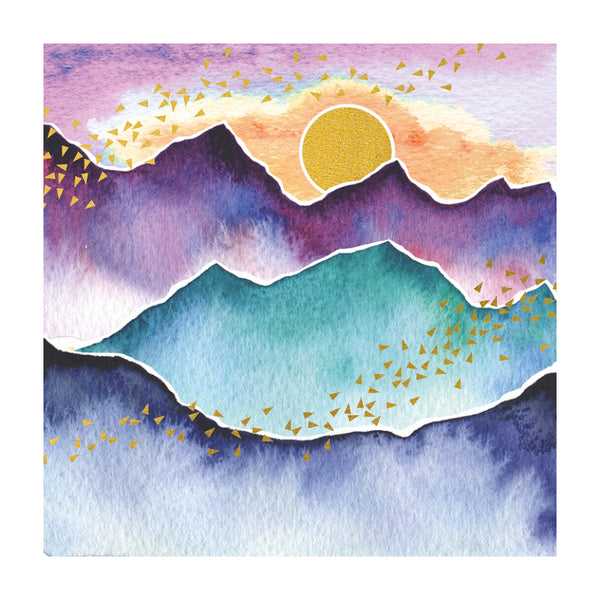 Watercolour Mountain & Sun Card