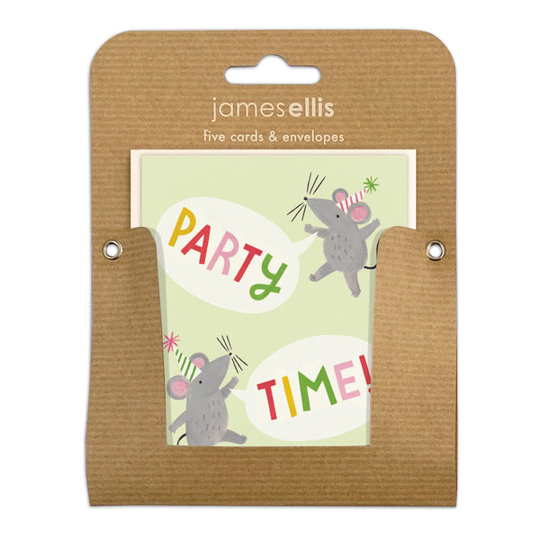 Pack of 5 Mice Party Invitation Cards
