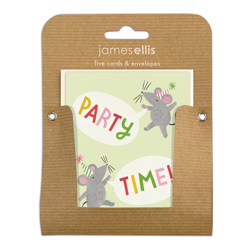 Pack of 5 Mice Party Invitation Cards