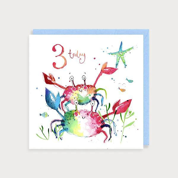 Age 3 Crab Birthday Card