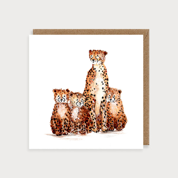 Cheetah Family Blank Card