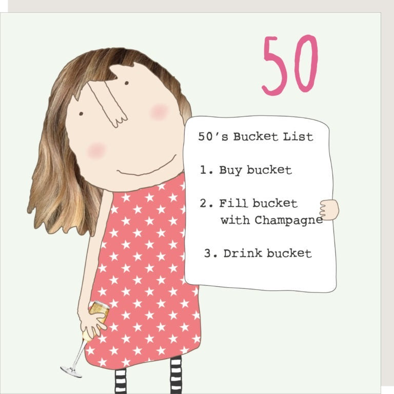 Girl 50th Bucket List Card