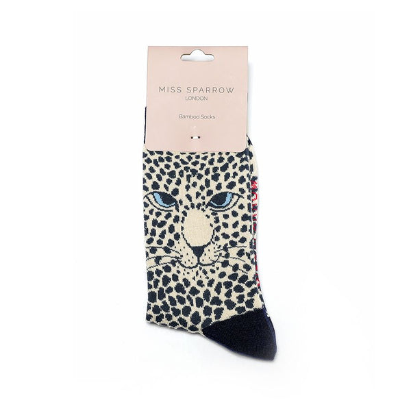 Leopard Bamboo Socks - Cream