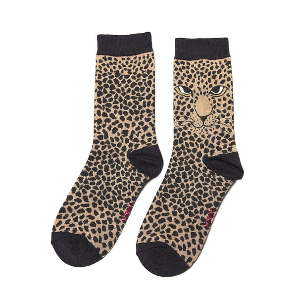 Leopard Bamboo Socks - Dusky Pink