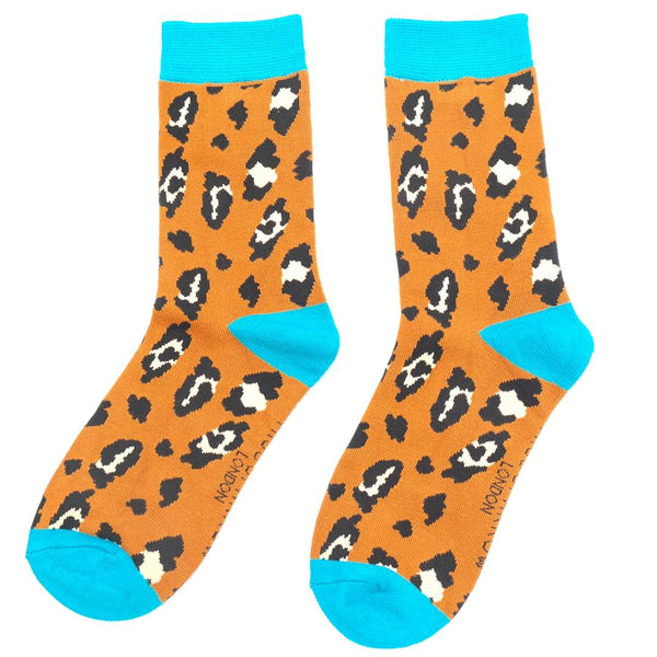 Leopard Spot Bamboo Socks - Brown