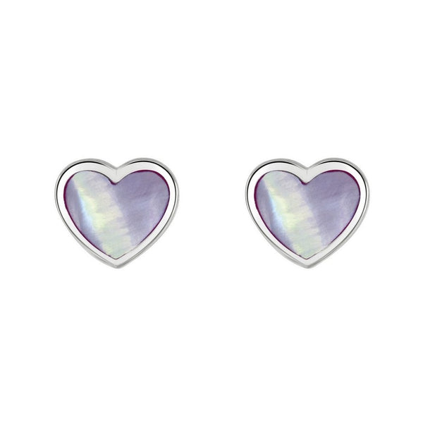Dinky Lilac Mother Of Pearl Heart Stud Earrings