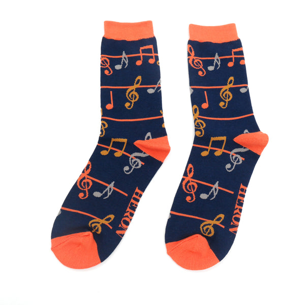 Multicolour Music Notes Socks - Navy