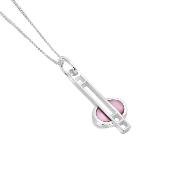 Pink Mother Of Pearl Bar Pendant And Chain