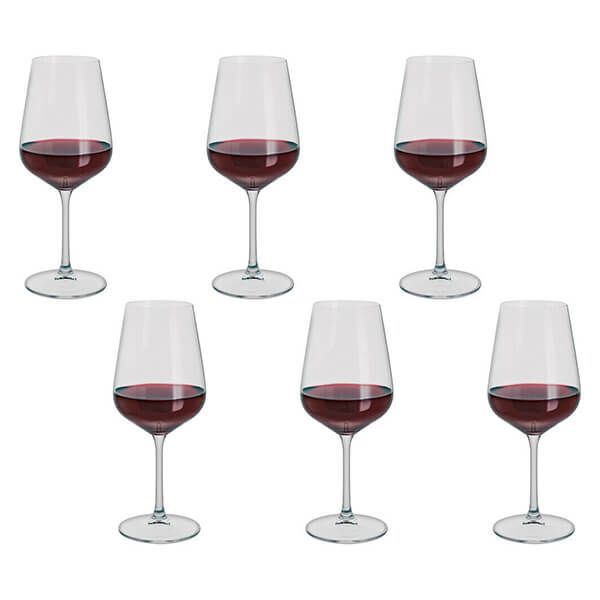 Box Of 6 Crystal Red Wine Glasses