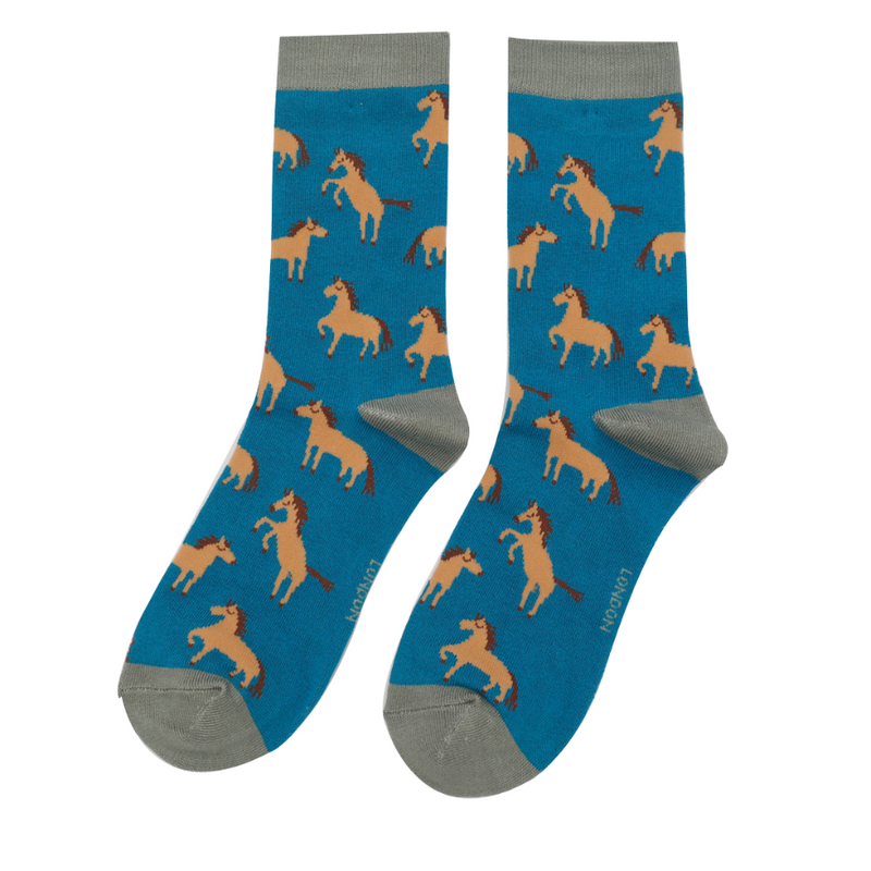 Wild Horses Bamboo Socks - Teal