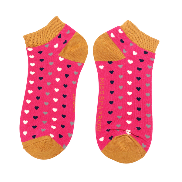 Hearts Trainer Socks - Hot Pink