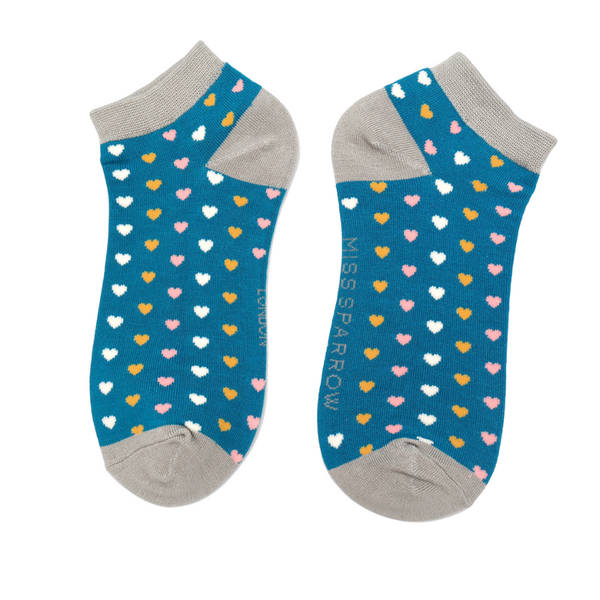 Hearts Trainer Socks - Teal