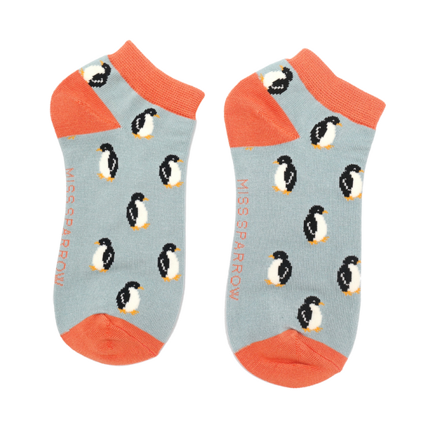 Little Penguin Trainer Socks - Duck Egg