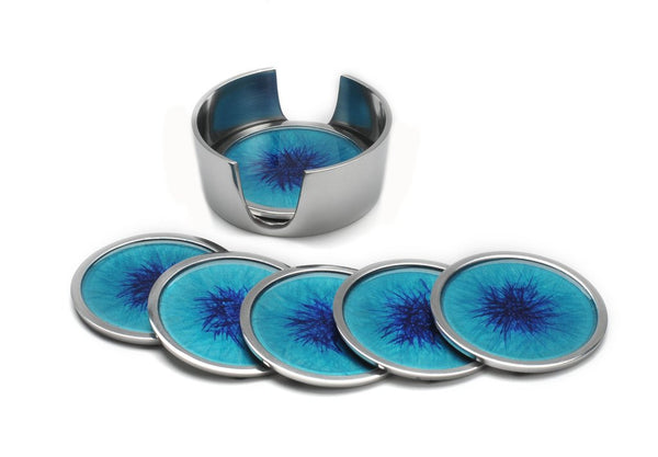 Brushed Aqua Coaster Set Of 6