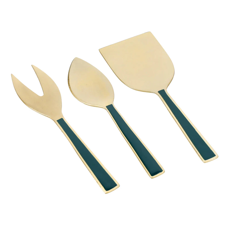 Artesà Cheese Knives, Set of 3, Green and Gold