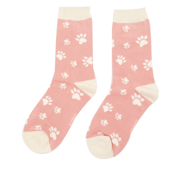 Paw Prints Socks - Dusky Pink