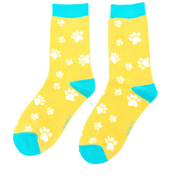 Paw Prints Socks - Yellow