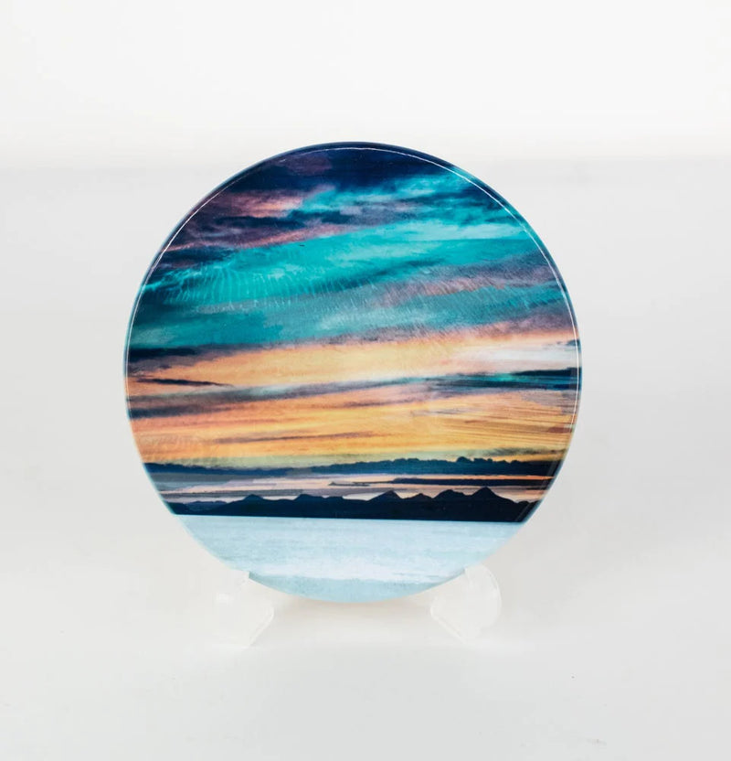 Western Isles from Trotternish Isle of Skye Ceramic Coaster Gift Boxed